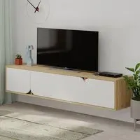 Spark 4 Door TV Unit with Storage - White, Oak