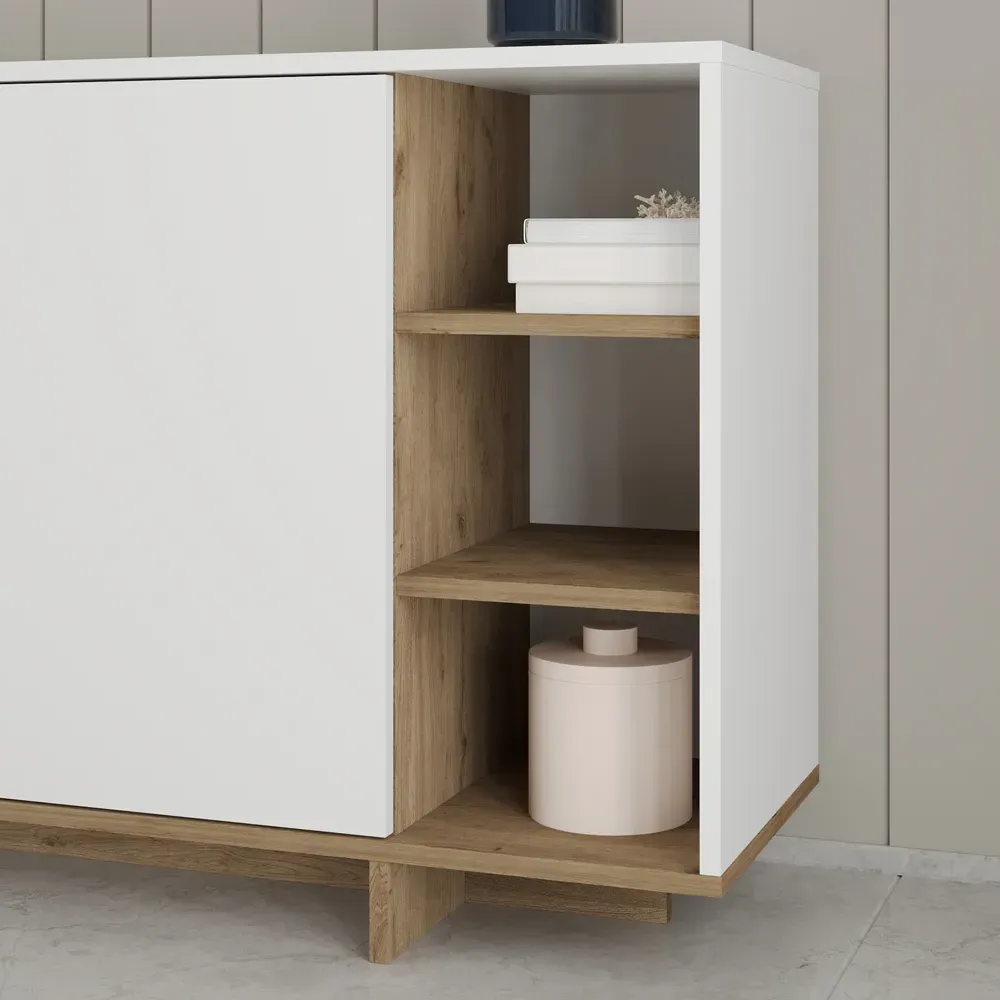 Stockton 3 Door Sideboard - White Oak Effect