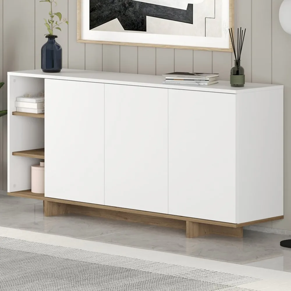 Stockton 3 Door Sideboard - White Oak Effect