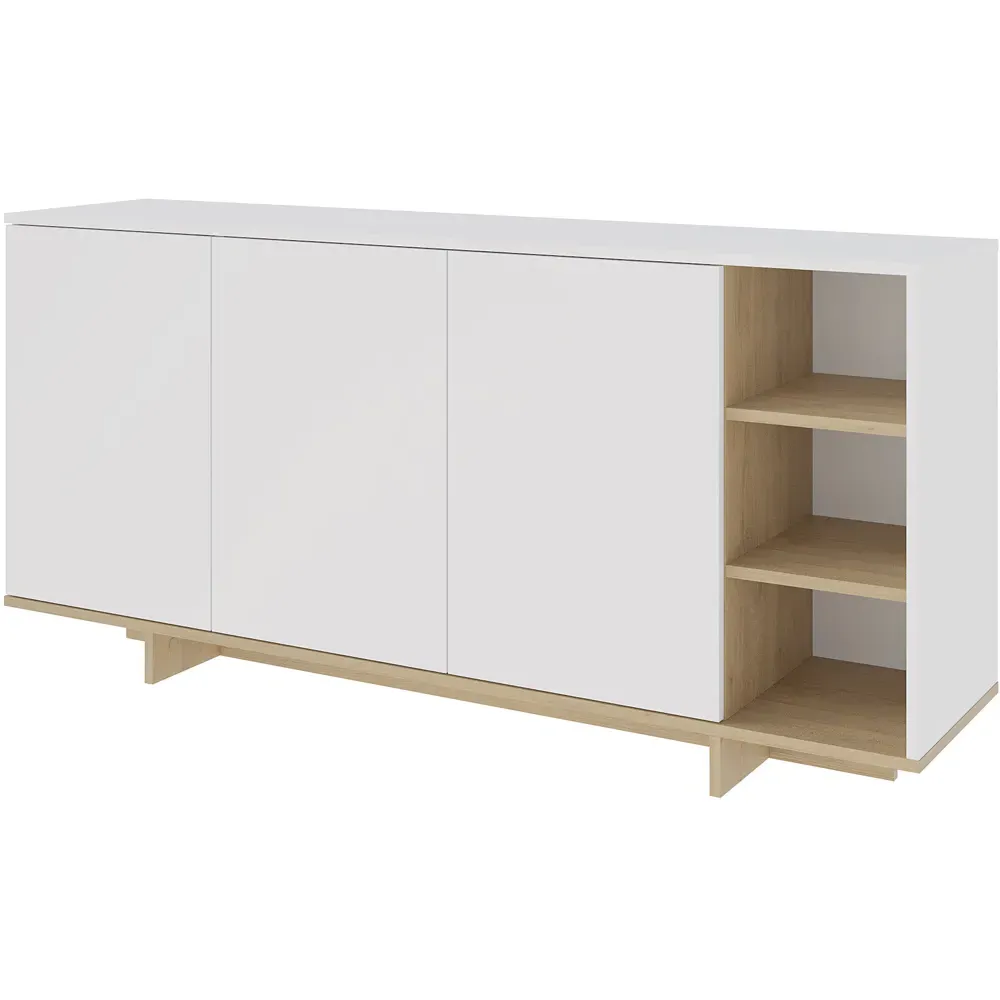 Stockton 3 Door Sideboard - White, Sapphire Oak