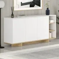 Stockton 3 Door Sideboard - White, Sapphire Oak