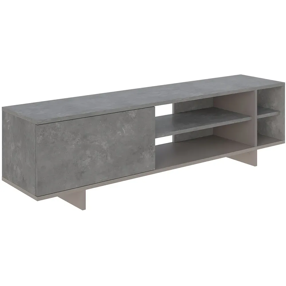 Stockton Single Door 4 Shelf TV Stand - Mocha Grey