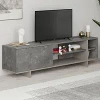 Stockton Single Door 4 Shelf TV Stand - Mocha Grey