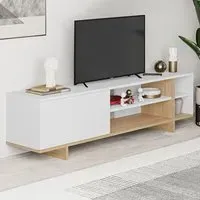 Stockton Single Door 4 Shelf TV Stand - White Oak