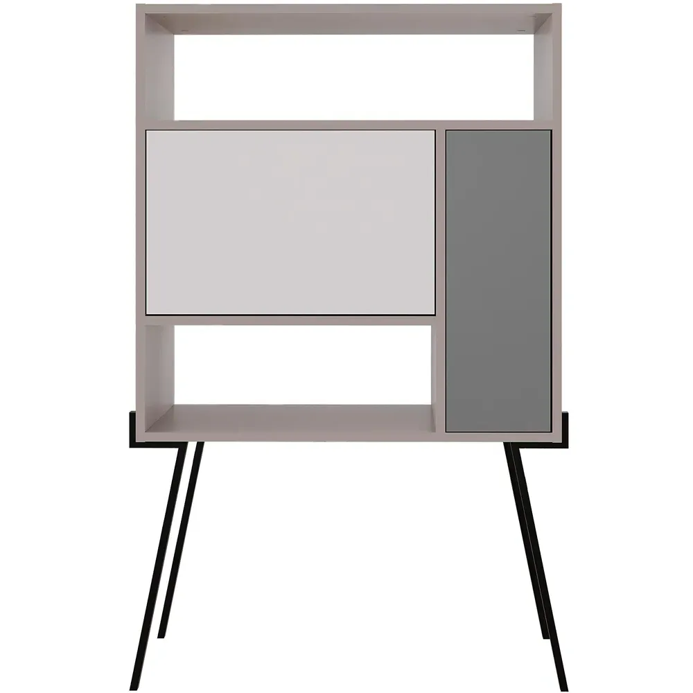 Tatti Laptop Desk with Shelf - Mocha Grey, White