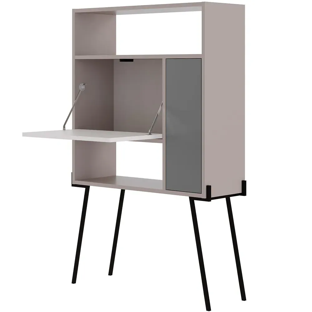 Tatti Laptop Desk with Shelf - Mocha Grey, White