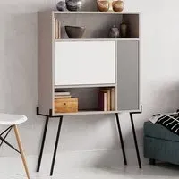 Tatti Laptop Desk with Shelf - Mocha Grey, White