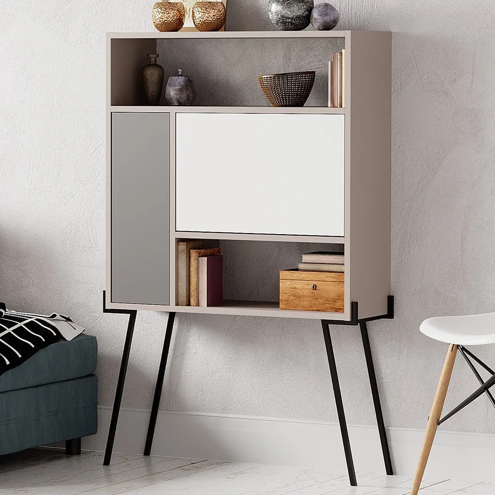 Tatti Laptop Desk with Shelf - Mocha Grey, White image