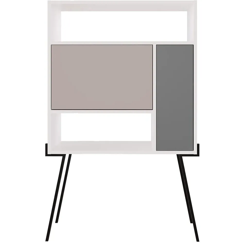 Tatti Laptop Desk with Shelf - White, Mocha Grey