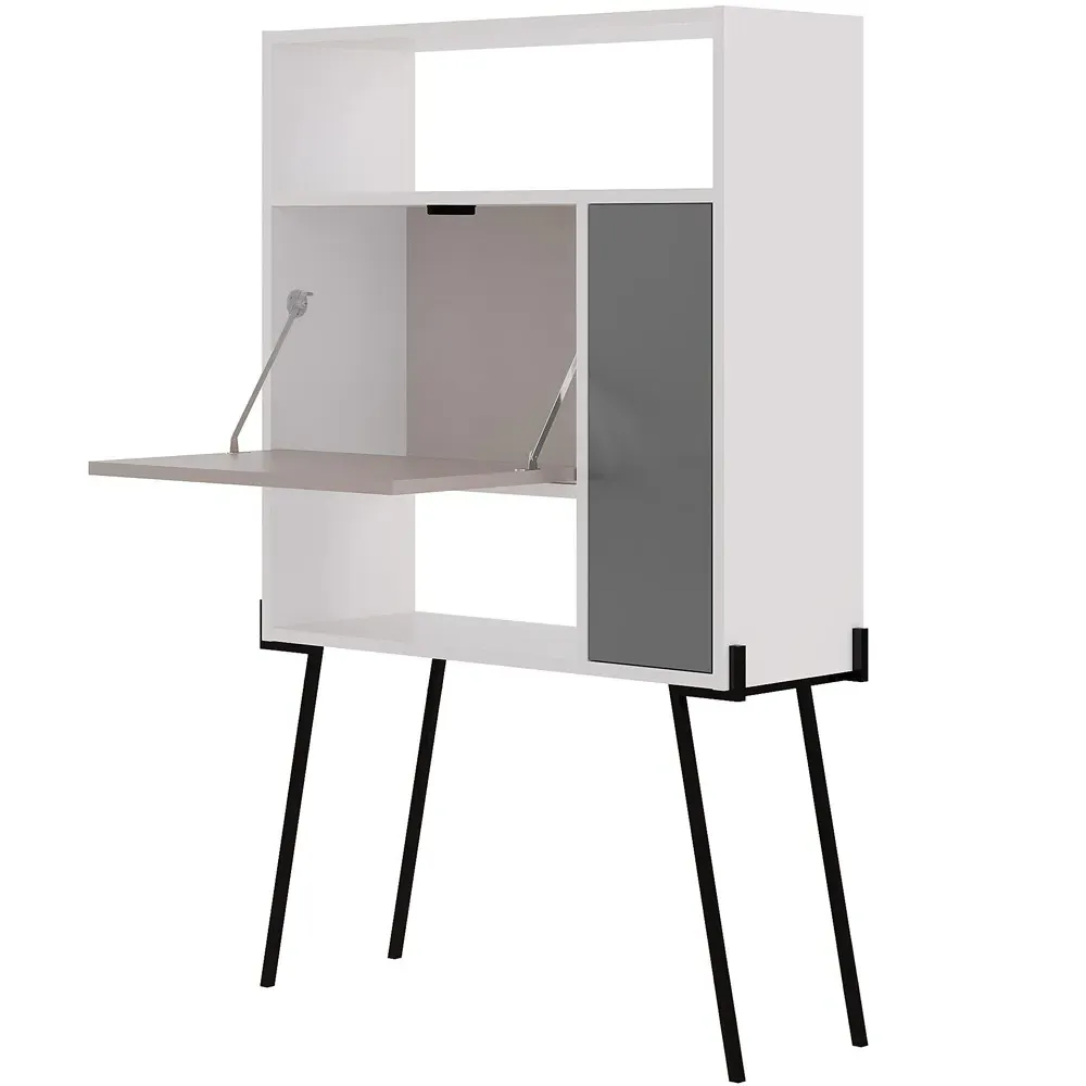 Tatti Laptop Desk with Shelf - White, Mocha Grey