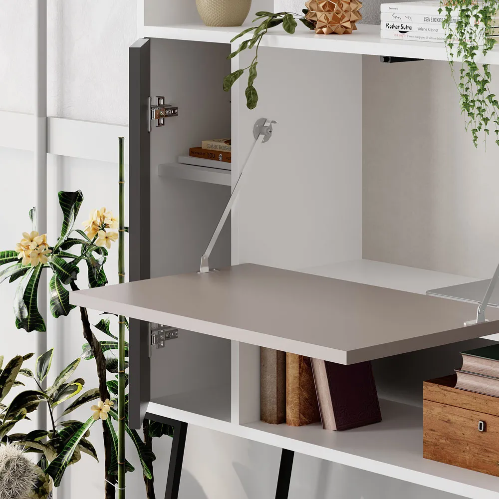 Tatti Laptop Desk with Shelf - White, Mocha Grey