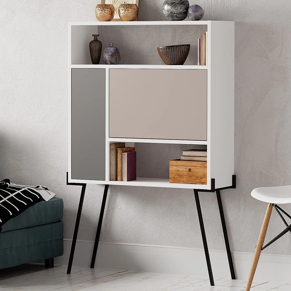 Tatti Laptop Desk with Shelf - White, Mocha Grey