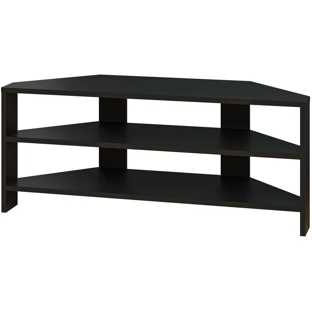 Thales 2 Shelf Corner TV Unit - Black