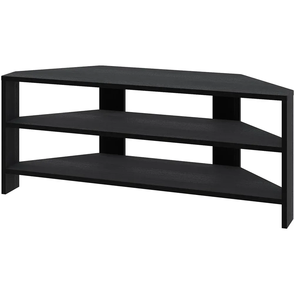 Thales 2 Shelf Corner TV Unit - Black, Wood