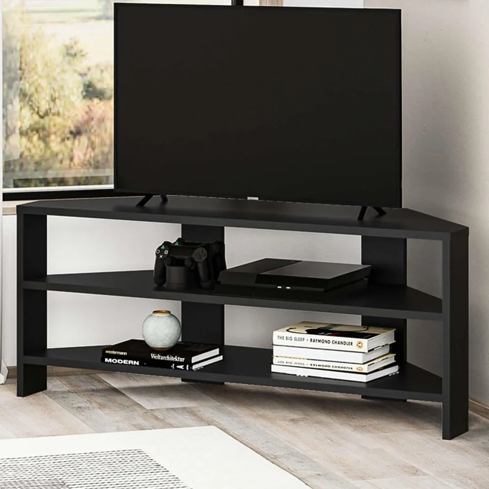 Thales 2 Shelf Corner TV Unit - Black image