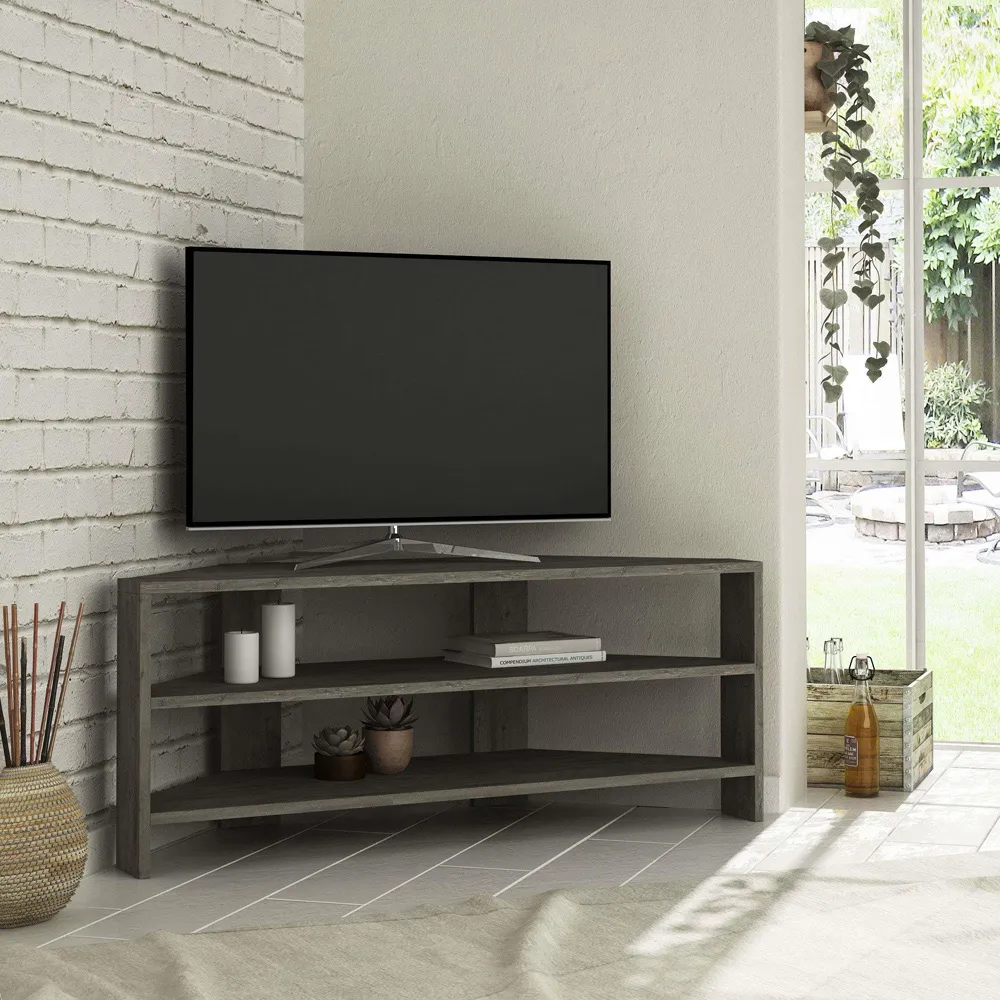 Thales 2 Shelf Corner TV Unit - Brown