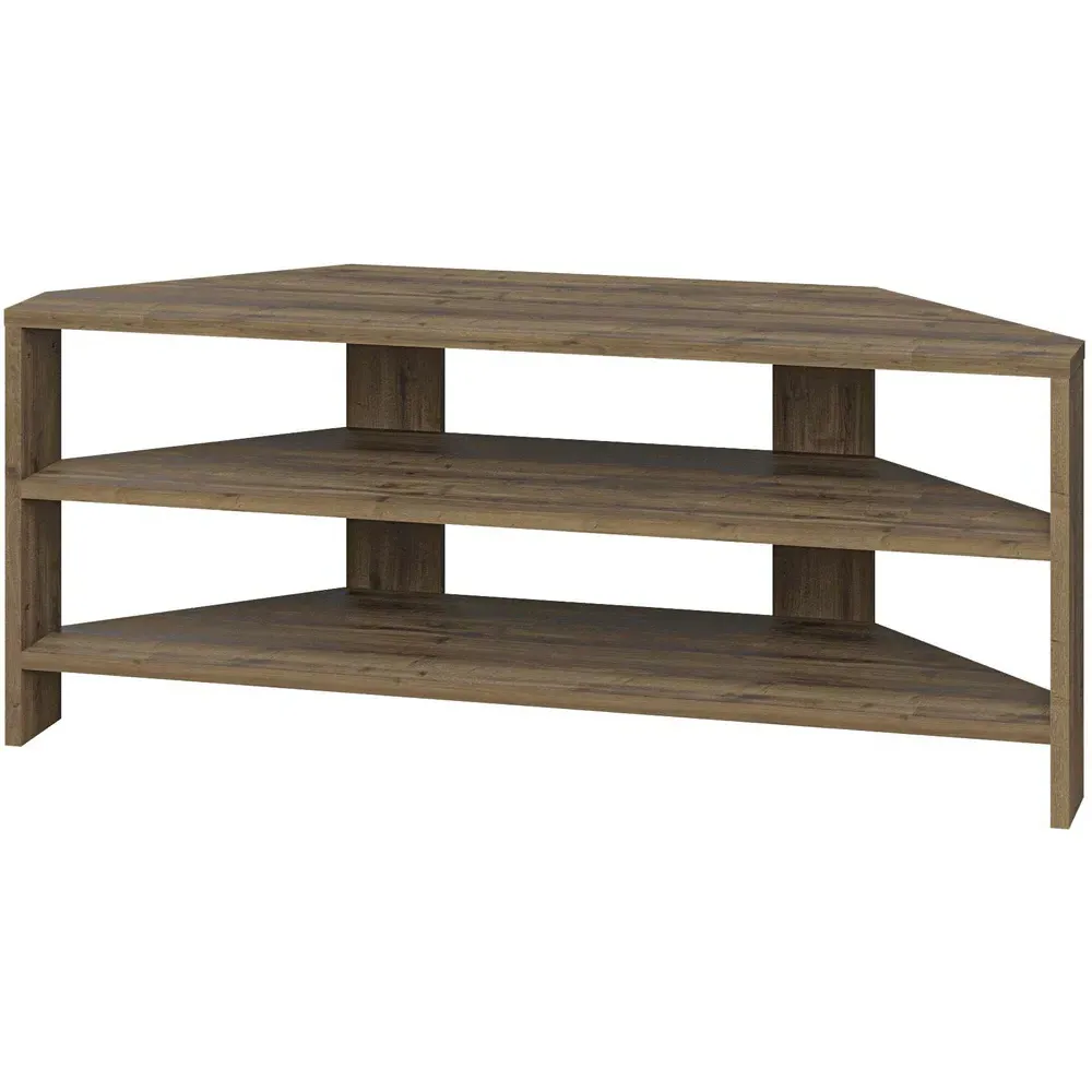 Thales 2 Shelf Corner TV Unit - Brown, Oak Effect