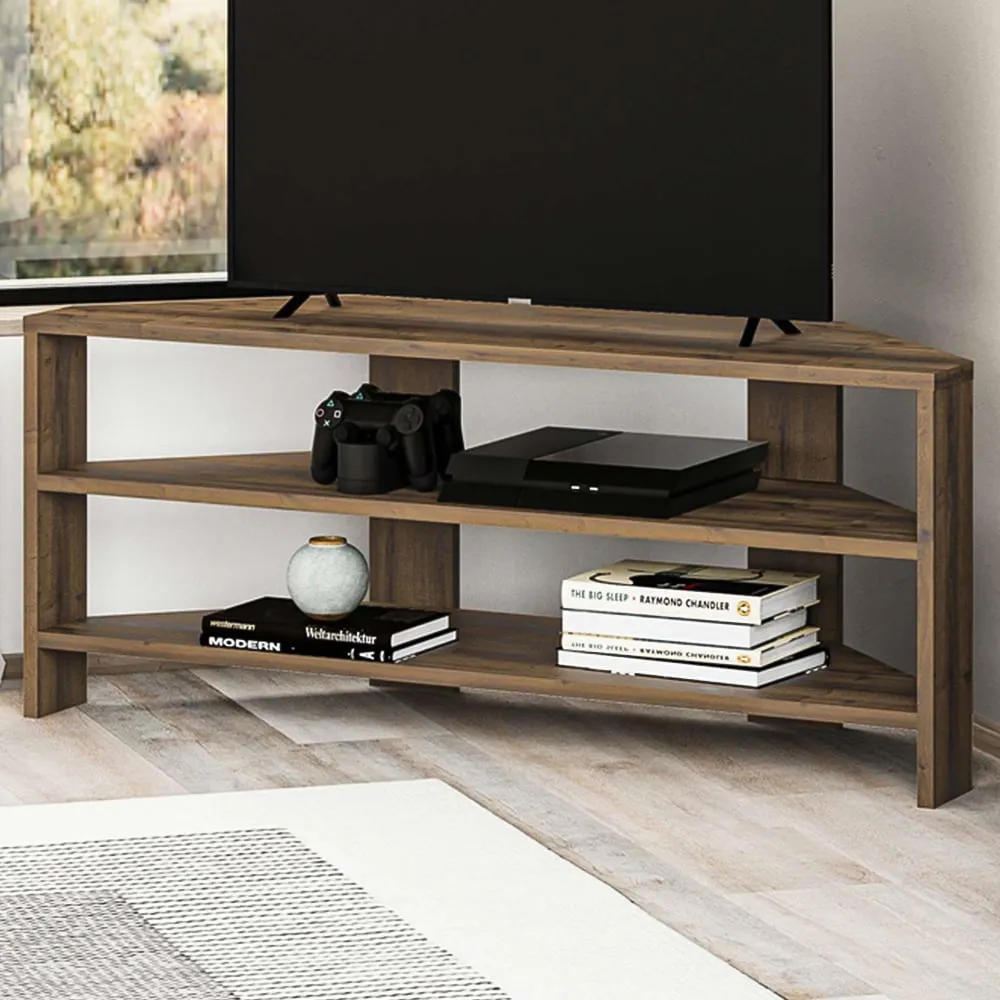 Thales 2 Shelf Corner TV Unit - Brown, Oak Effect