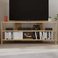 Thales 2 Shelf Corner TV Unit - Cream, Oak
