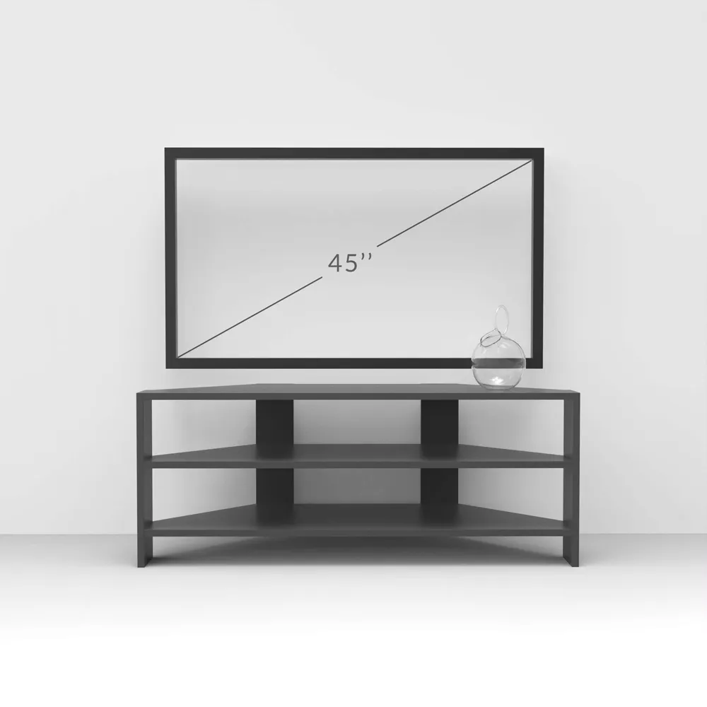 Thales 2 Shelf Corner TV Unit - Grey