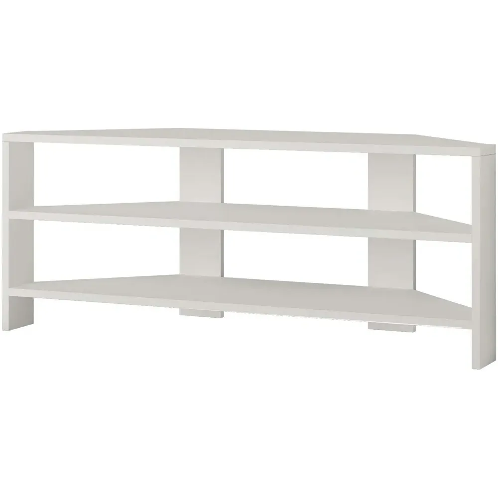 Thales 2 Shelf Corner TV Unit - White