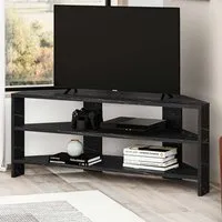 Thales Corner TV Stand with Marble Effect - Black