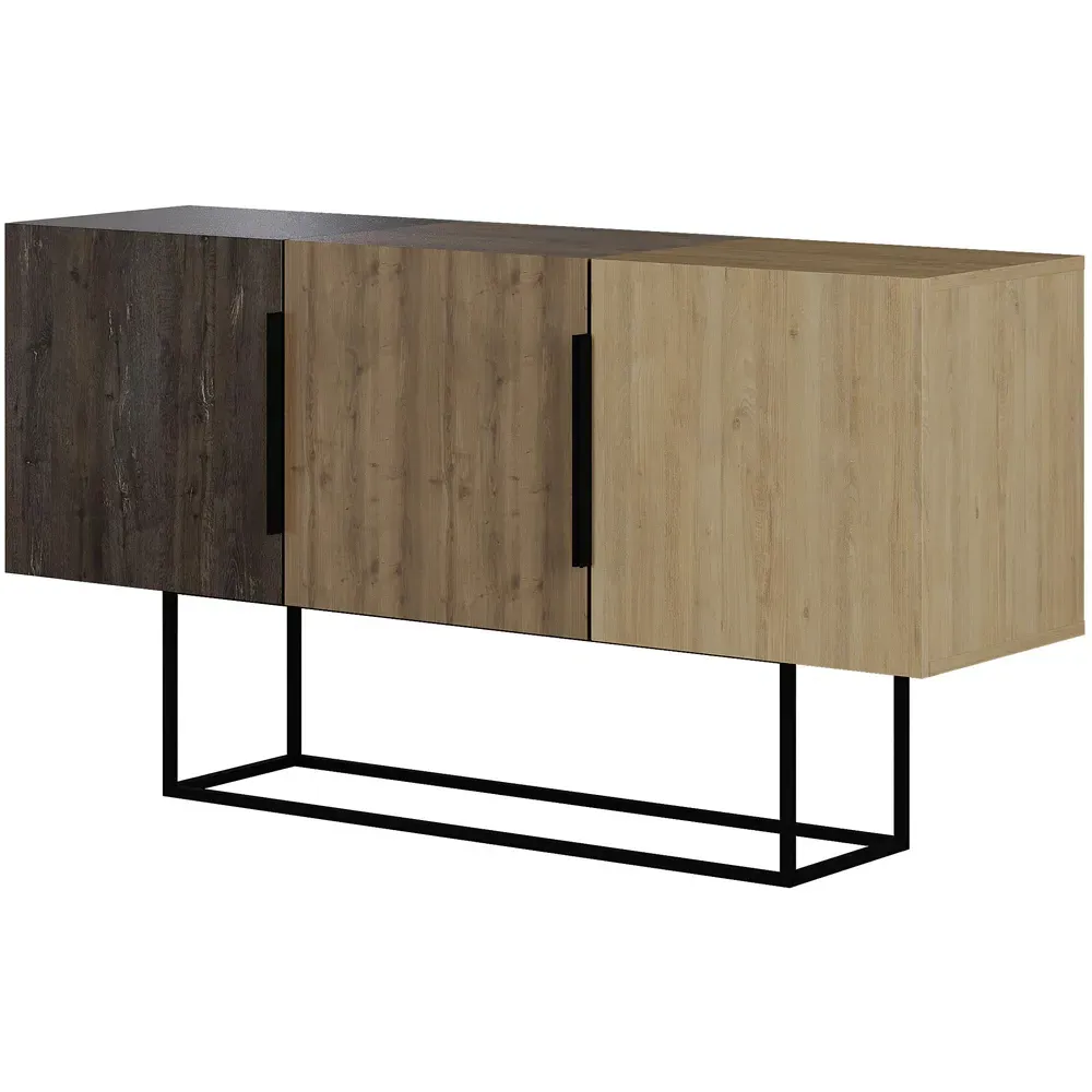 Tontini Console Sideboard Unit - Oak Effect, Dark Coffee