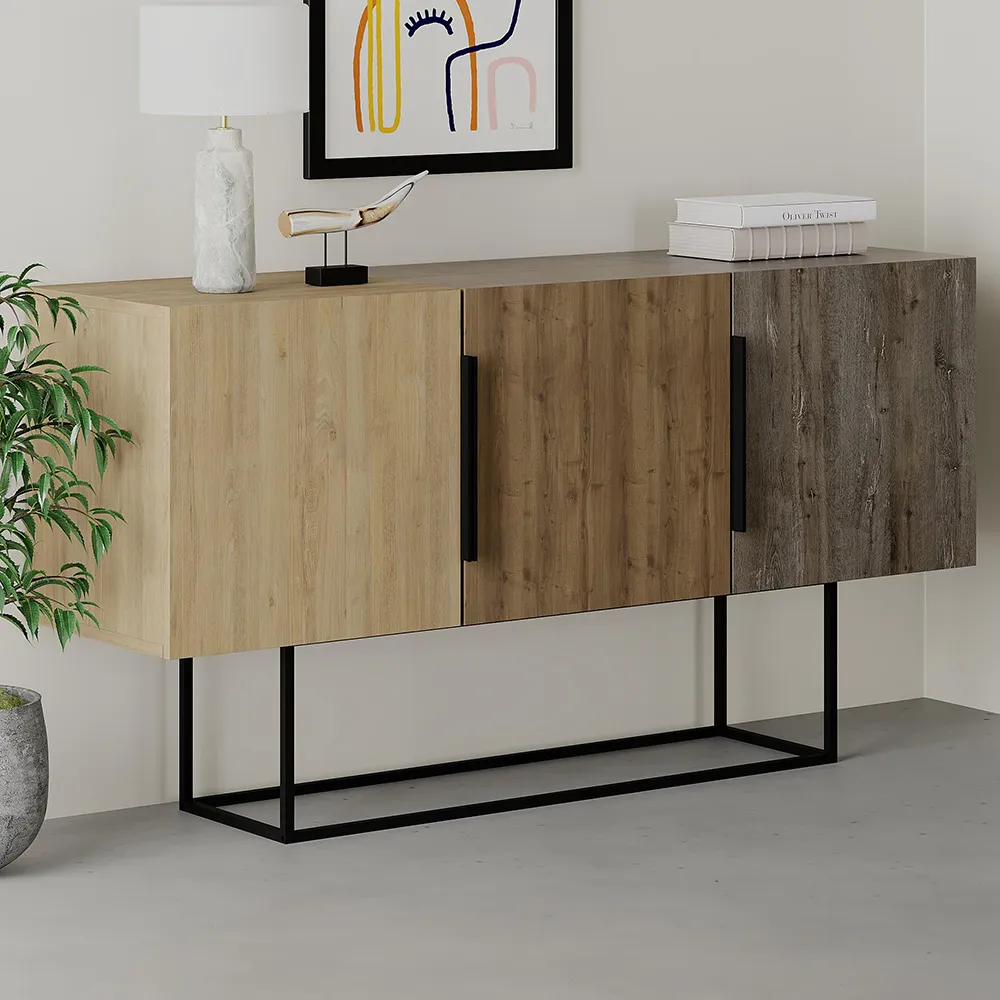 Tontini Console Sideboard Unit - Oak Effect, Dark Coffee image
