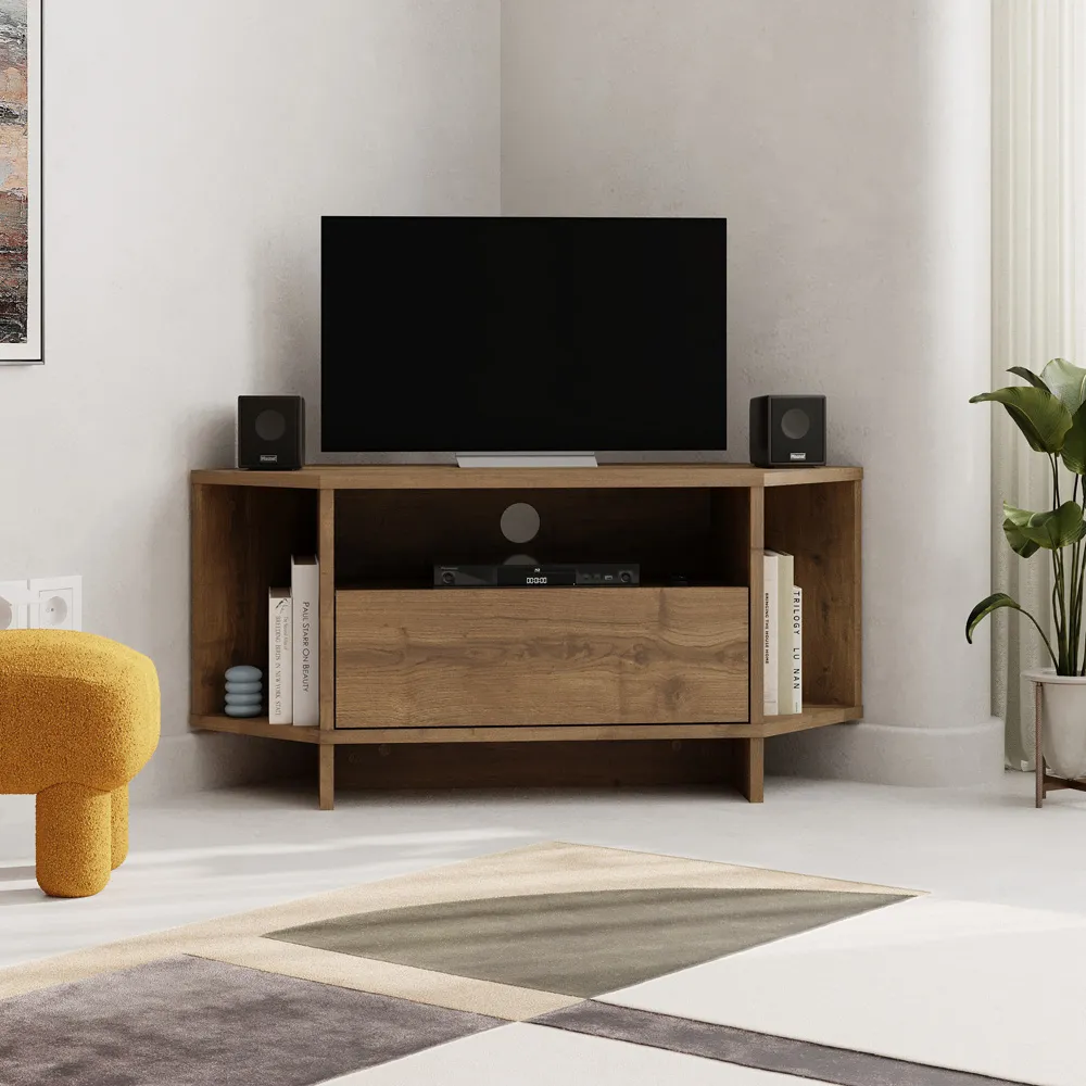 Viva Corner TV Stand with Storage - Brown