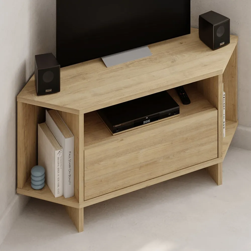 Viva Corner TV Stand with Storage - Cream