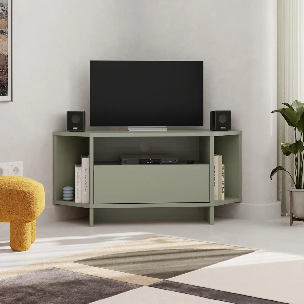 Viva Corner TV Stand with Storage - Green