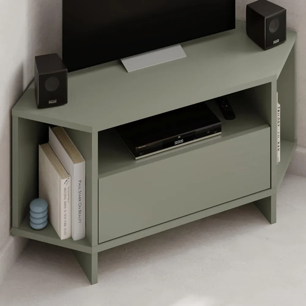 Viva Corner TV Stand with Storage - Green