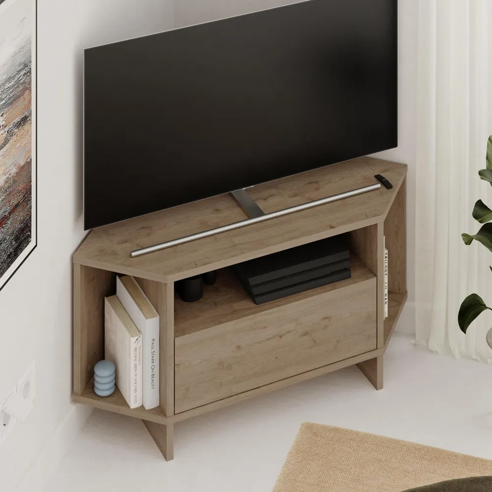 Viva Corner TV Stand with Storage - Oak Effect