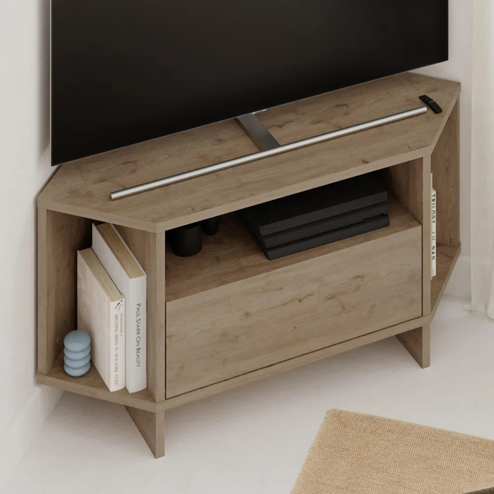 Viva Corner TV Stand with Storage - Oak Effect image
