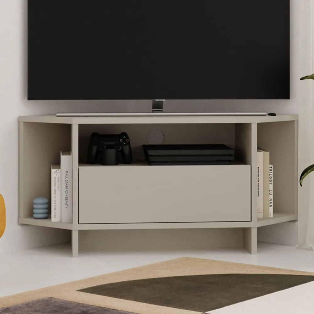 Viva Corner TV Stand with Storage - Sandstone