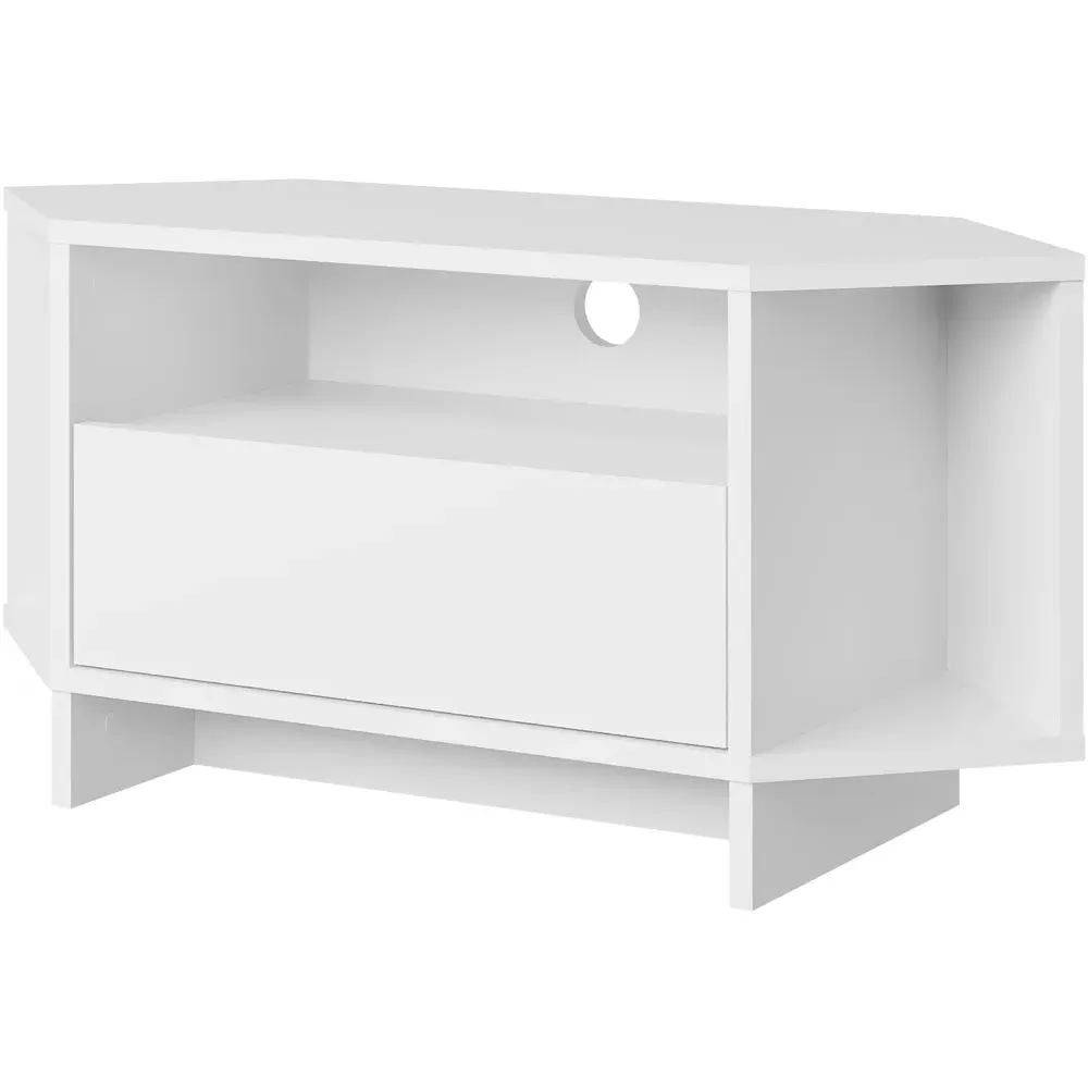 Viva Corner TV Stand with Storage - White