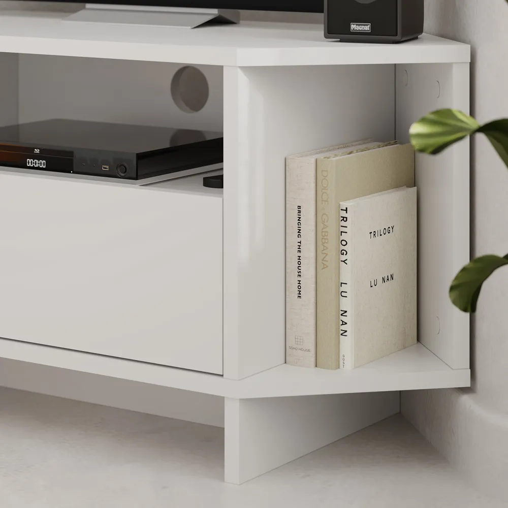 Viva Corner TV Stand with Storage - White