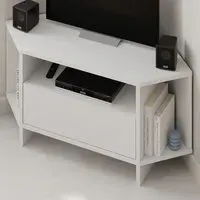 Viva Corner TV Stand with Storage - White