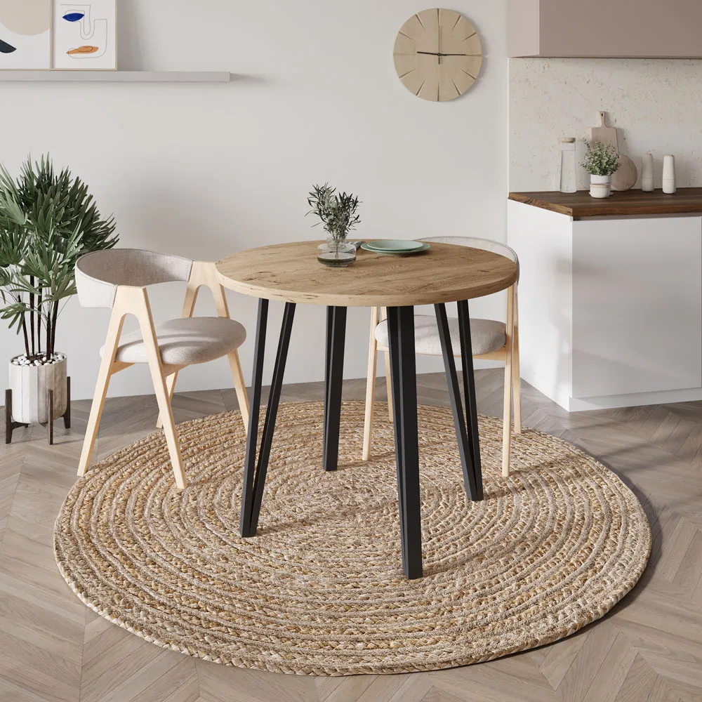 Xana 4-Seater Round Dining Table - Natural Oak