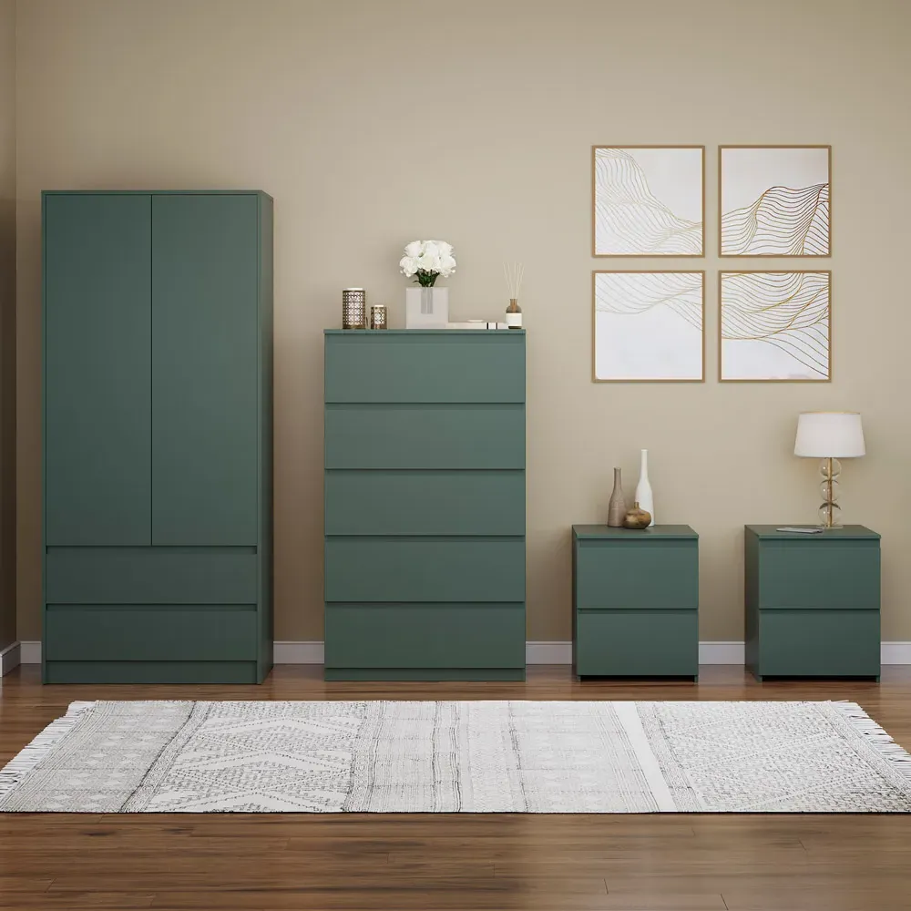 4 Piece Bedroom Furniture Set - Jasper Green