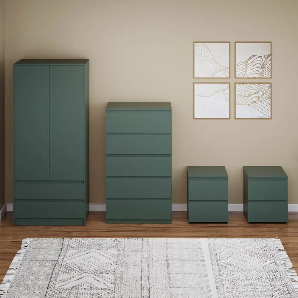 4 Piece Bedroom Furniture Set - Jasper Green