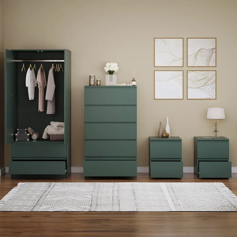 4 Piece Bedroom Furniture Set - Jasper Green