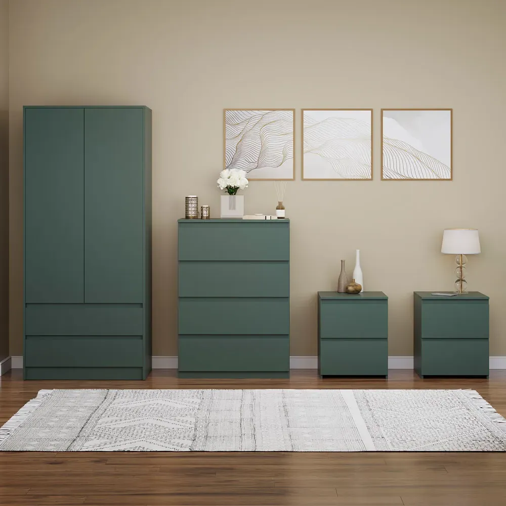 4 Piece Bedroom Furniture Set - Jasper Green