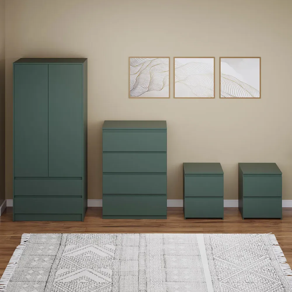 4 Piece Bedroom Furniture Set - Jasper Green