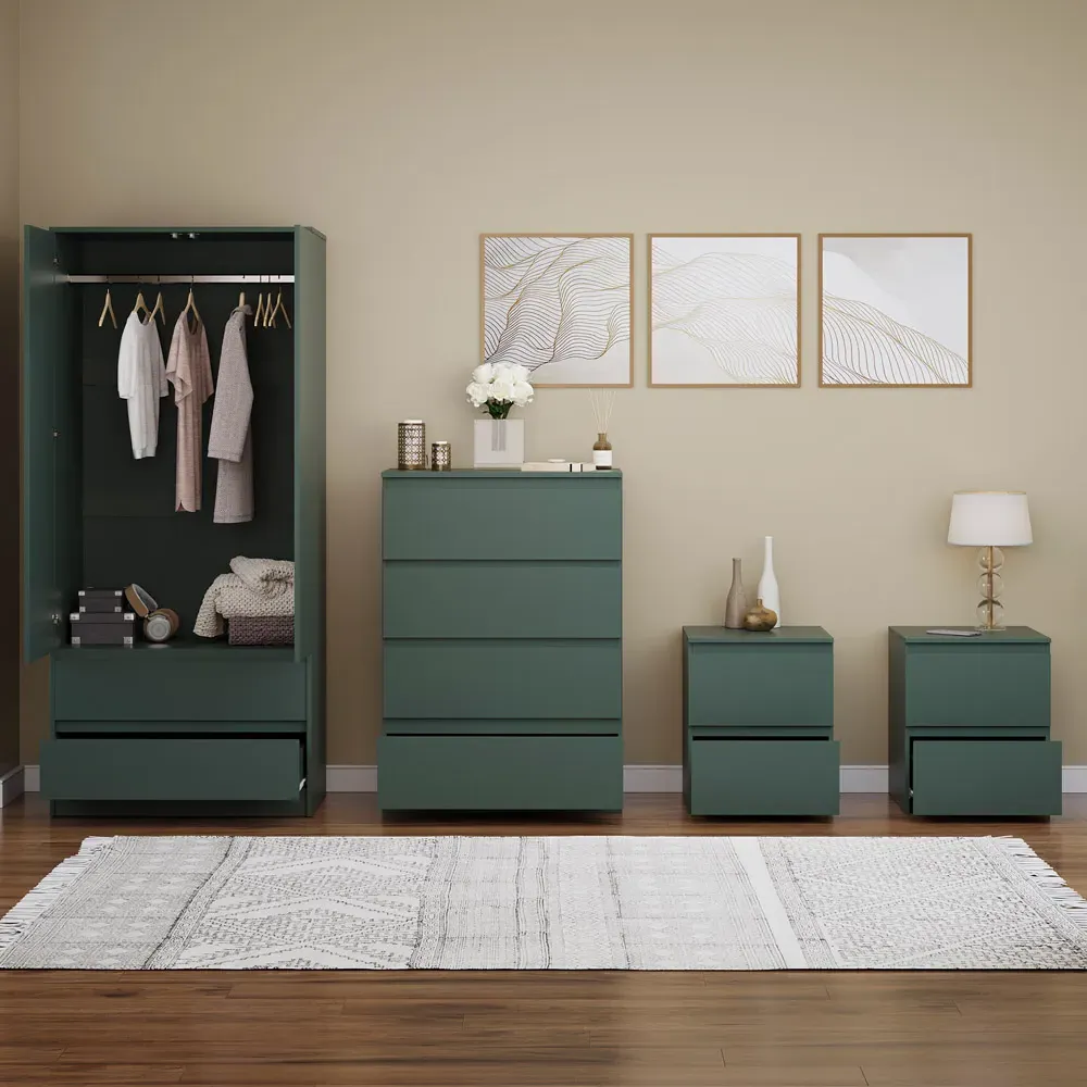 4 Piece Bedroom Furniture Set - Jasper Green
