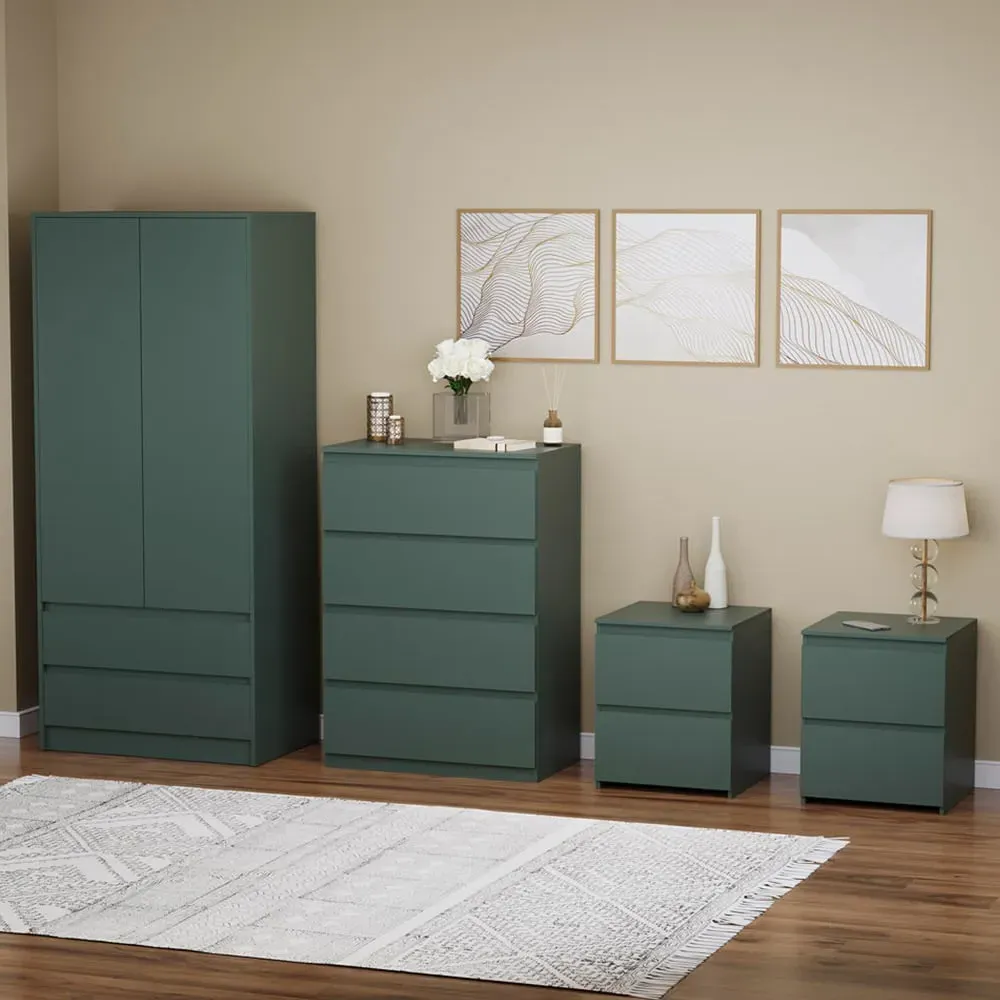 4 Piece Bedroom Furniture Set - Jasper Green