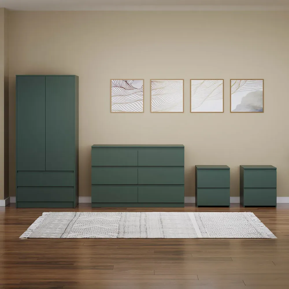 4 Piece Bedroom Furniture Set - Jasper Green