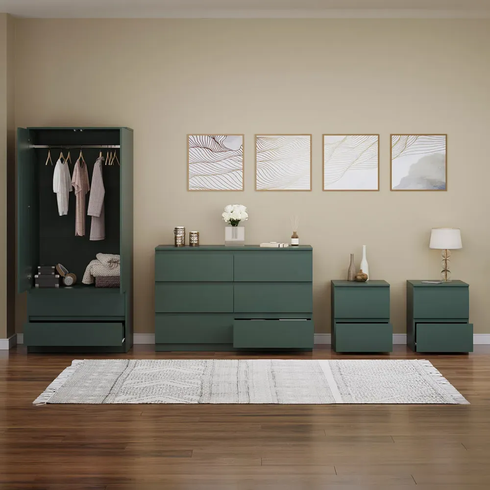 4 Piece Bedroom Furniture Set - Jasper Green