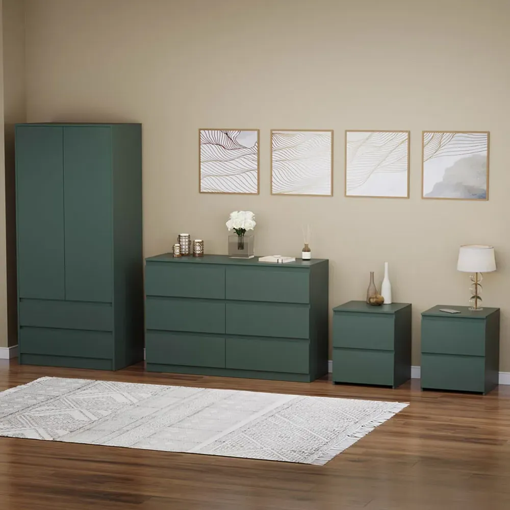 4 Piece Bedroom Furniture Set - Jasper Green