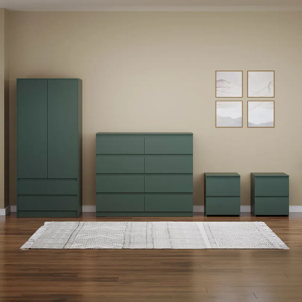 4 Piece Bedroom Furniture Set - Jasper Green